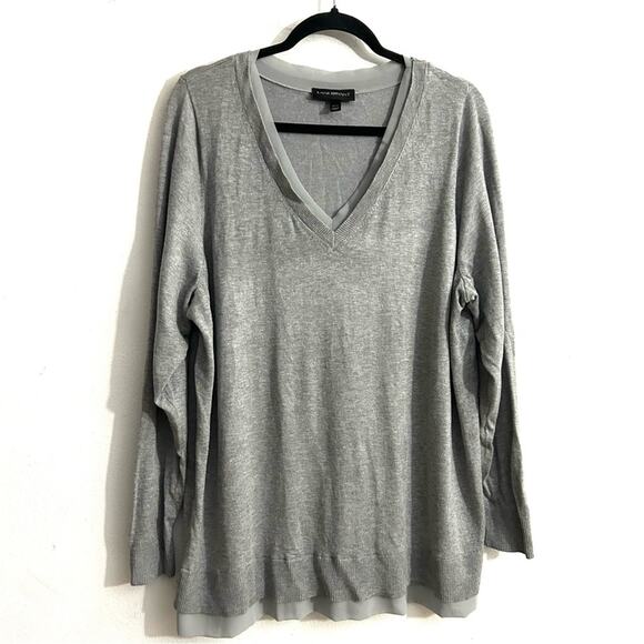 Lane Bryant Gray Tunic Sweater V neck Lagenlook Minimalist Boho EUC size 22-24 - Picture 11 of 11